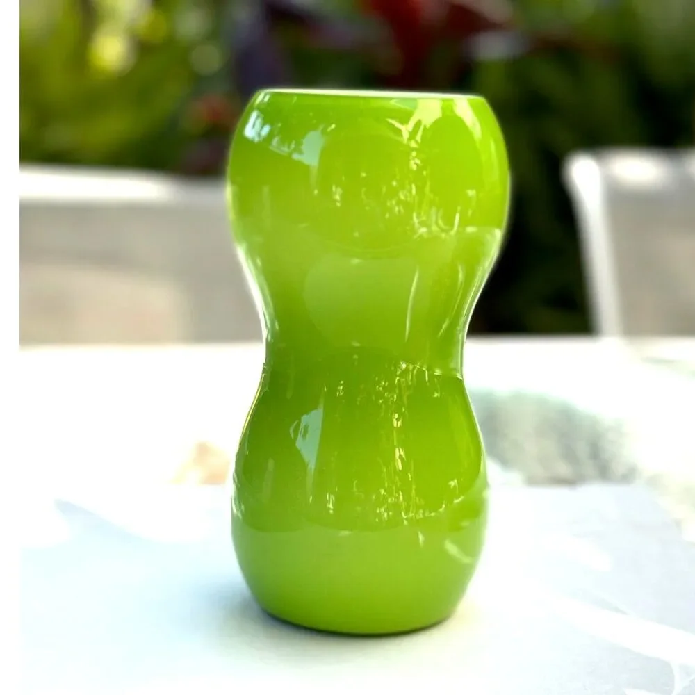 RARE VTG IKEA Kvintant Green Handmade Glass Hourglass Lamp Size 8.25